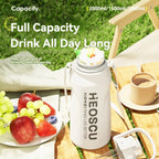 2L Stainless Steel Thermal Water Bottle – Large Vacuum Flask with Straw for Hot & Cold Drinks, Travel & Outdoor Sports