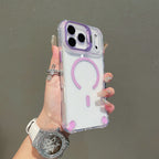 Transparent Magnetic Case with Metal Lens Holder for iPhone 17 Series | Shockproof Airbag MagSafe Cover