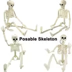 Halloween Movable Skeleton with Fake Human Skull Bones – Haunted House Horror Props & Party Decorations