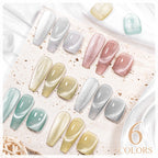 MEET ACROSS 6PCS Cat Magnetic Gel Polish Set with Magnetic Stick & Box