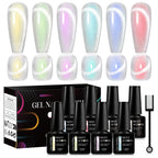 MEET ACROSS 6PCS Cat Magnetic Gel Polish Set with Magnetic Stick & Box