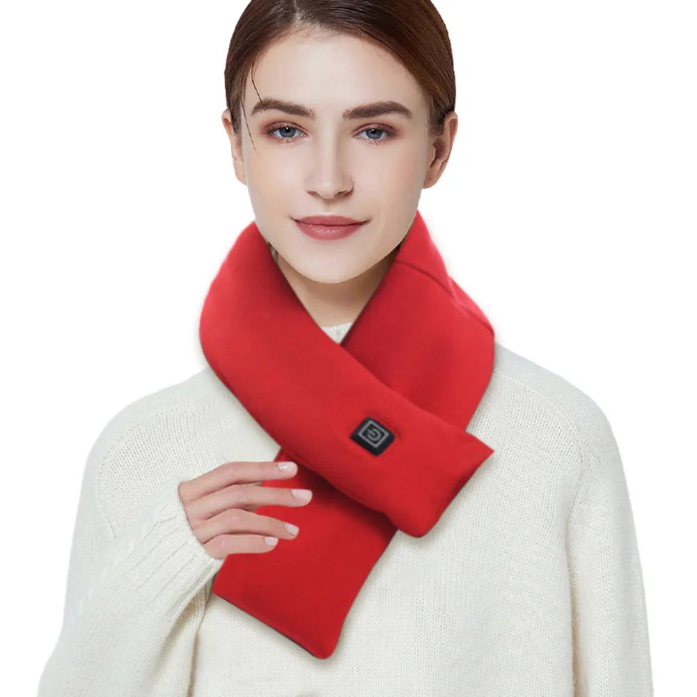 Electric Heated Scarf USB Charging Neck Heating Pad Cold-Proof Thermal Neck Wrap Warmer Washable for Climbing Hiking Cycling
