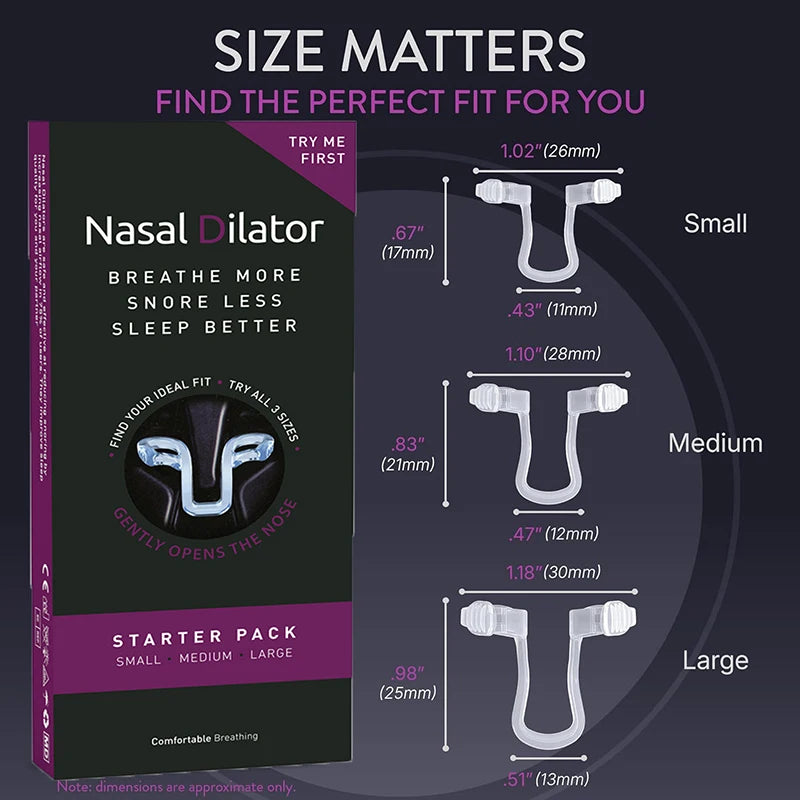 3 sizes Stop Snoring Device Silicone Elastic Nose Clip Anti-Snoring Supplies Nasal Dilator for Better Sleep & Improved Airflow