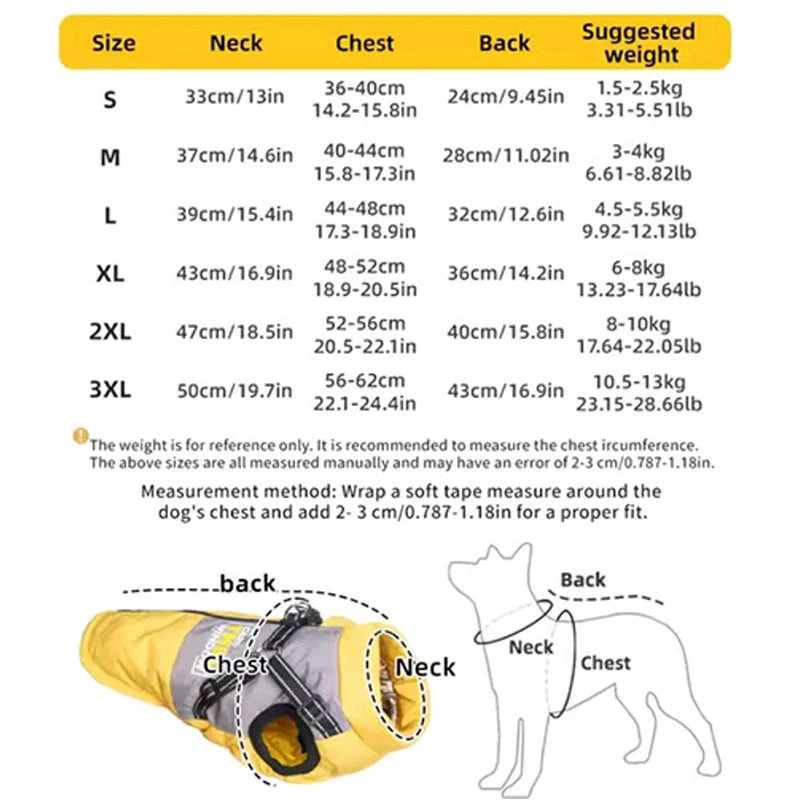 Dog Coat for Small Dogs Waterproof Dog Winter Jacket with Harness Puppy Cold Weather Coats Reflective Pet Vest with ZipperFleece