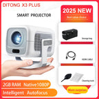 DITONG X3Plus HD projector Native 1080P support 4K WIFI6 BT5.4 Android mini Portable projector led home theater video projector