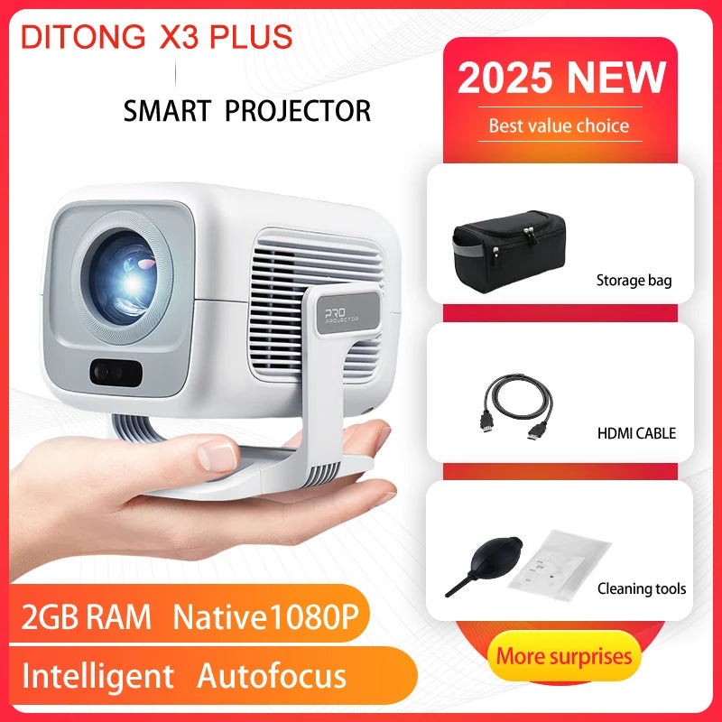 DITONG X3Plus HD projector Native 1080P support 4K WIFI6 BT5.4 Android mini Portable projector led home theater video projector
