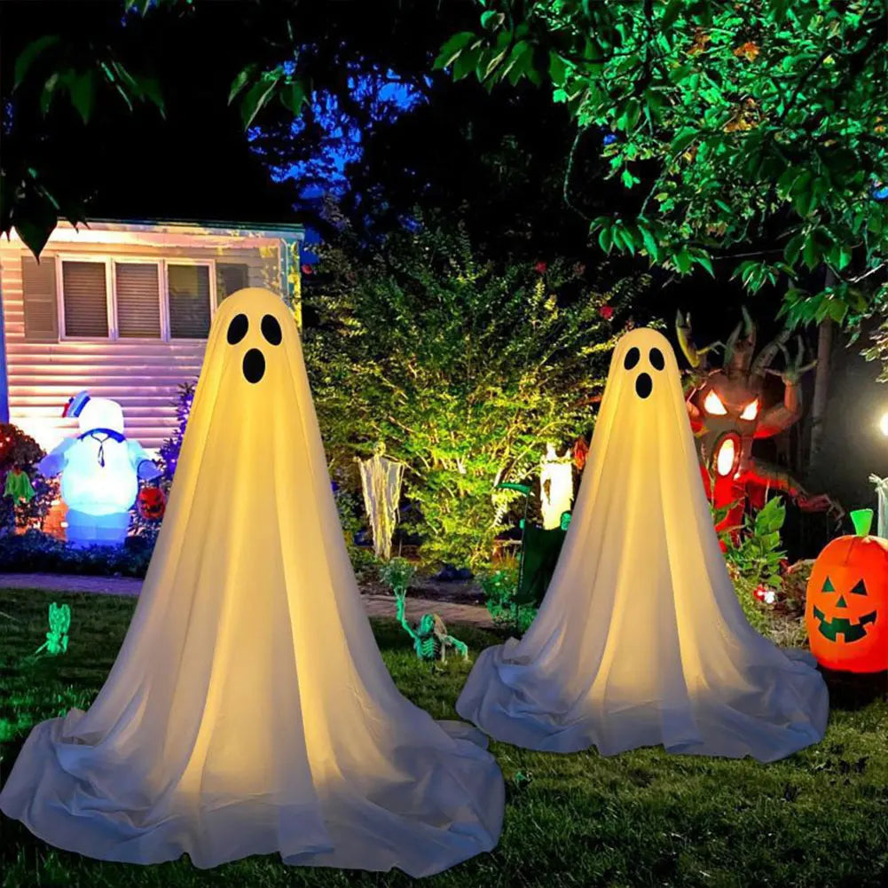 Halloween Decoration LED String Lights Luminous Ghost Decoration Horror Props Garden Yard Decoration Scary White Standing Ghost