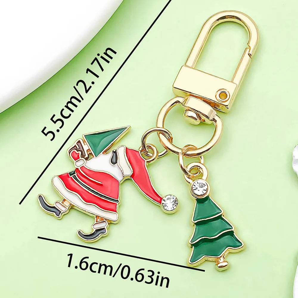 Alloy oil-dripping Santa Claus pendant, bell, Christmas tree keychain, Christmas gift, snowflake pendant, bag pendant