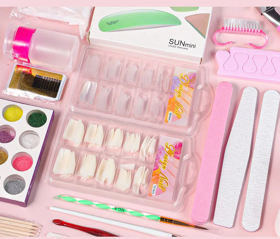 Limegirl Acrylic Powder & Liquid Monomer Nail Art Kit – Crystal Glitter Set