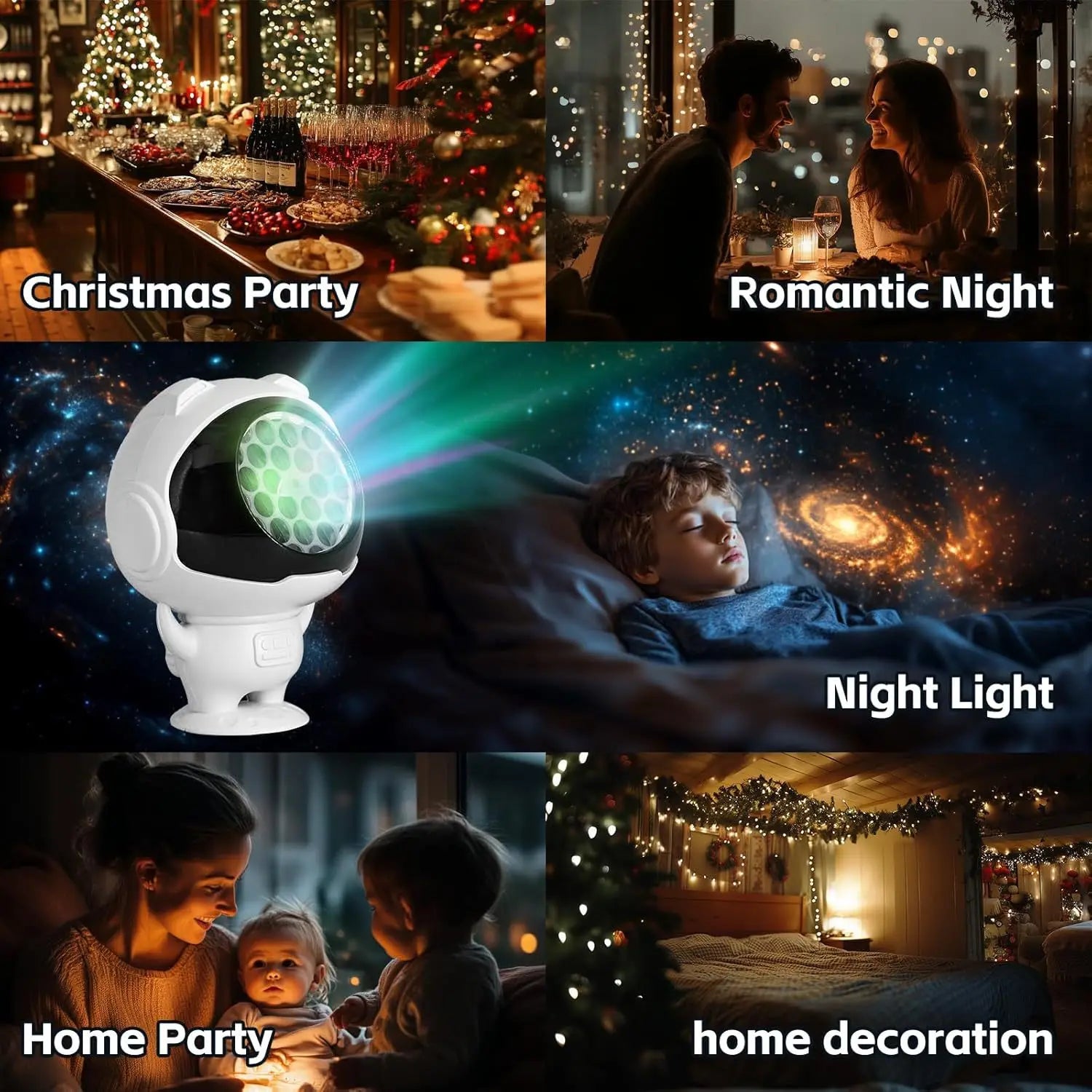 16-pattern Astronaut Christmas Pattern Light, 5V Snowflake Halloween Projection Light, Decorative Christmas Spotlight