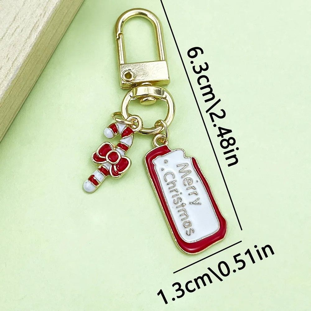 Alloy oil-dripping Santa Claus pendant, bell, Christmas tree keychain, Christmas gift, snowflake pendant, bag pendant