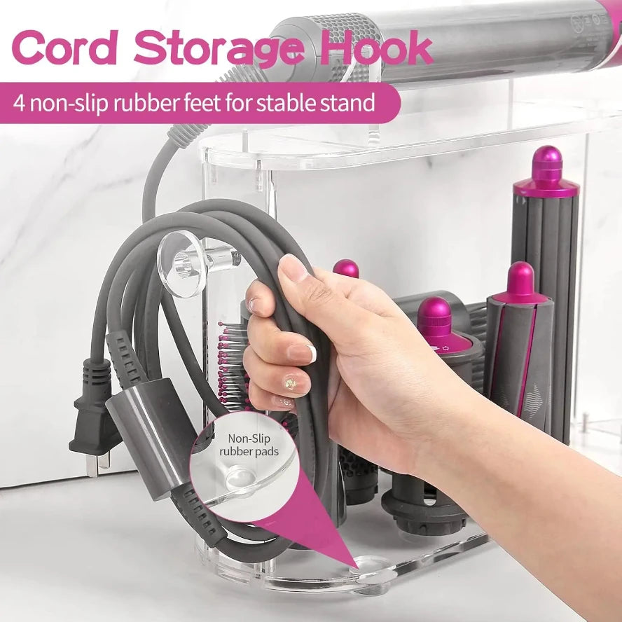Holder Compatible with Dyson Airwrap Styler Accessories Acrylic 6 Holes Countertop Organizer Stand Desktop for Bathroom