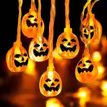Halloween Pumpkin String Lights – Battery Operated LED Decoration for Haunted House, Party & Festival