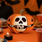 Resin Halloween Pumpkin Figurine Scary Realistic Pumpkin Skeleton Statue Orange Mini Halloween Ornaments Halloween Party