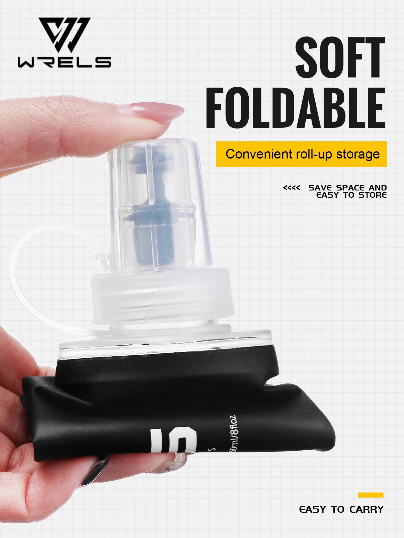 WRELS Water Bottle TPU Folding Soft Flask Outdoor Sport Water Bag Collapsible Water Bottle 500ml For Running Camping BPA Free
