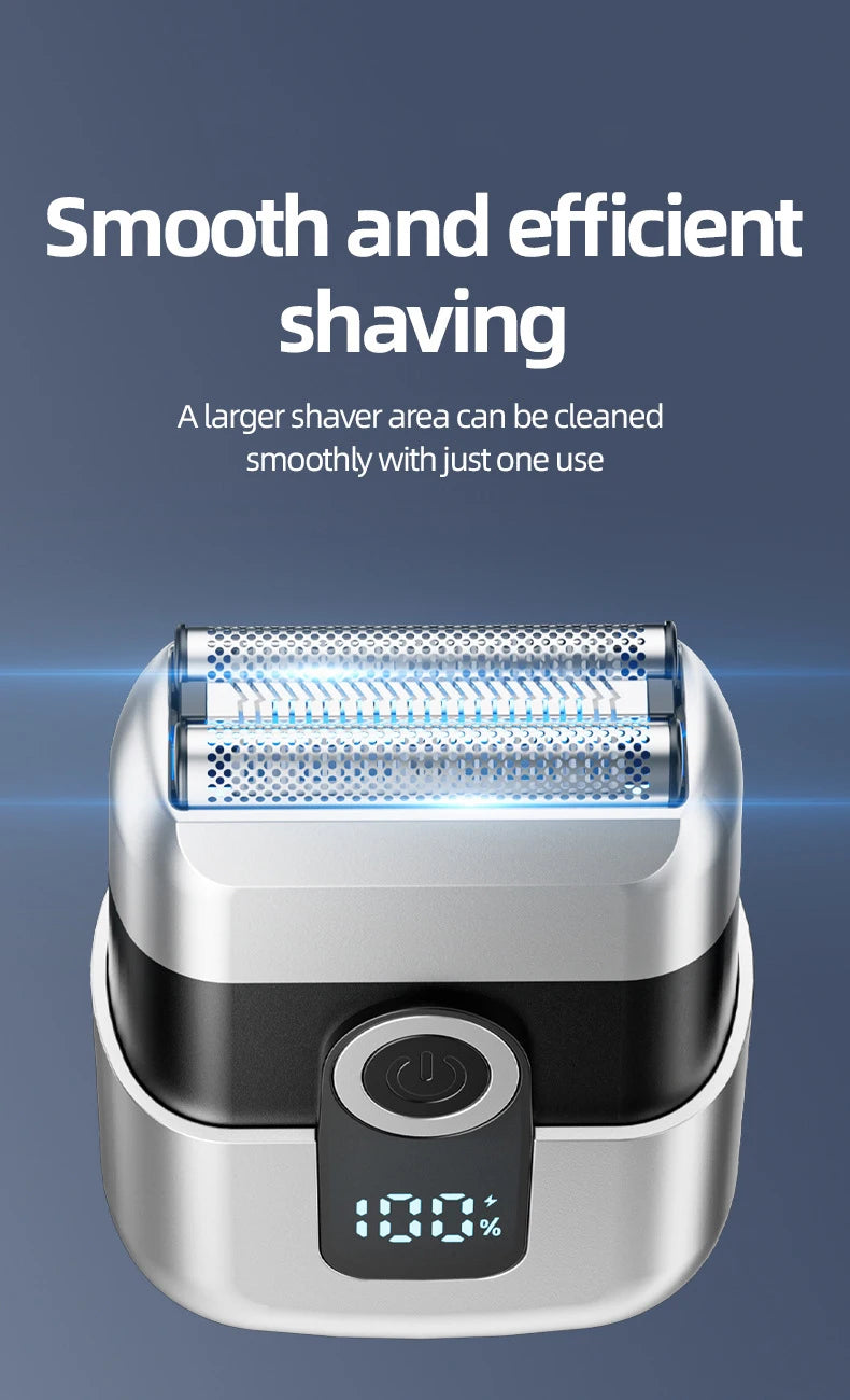 Mini Electric Razor with LED Display – Portable Rechargeable Rotary Shaver for Men, Type-C Charging, Travel Pocket Beard Trimmer (MAIZIUP)