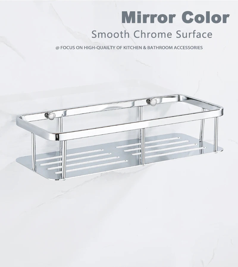 Stainless Steel Bathroom Storage Shelf Wall Mounted Shower Organizers Rack Corner Shampoo Holder Bath Hardwares Accessories