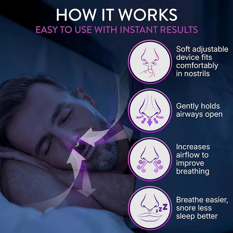 3 sizes Stop Snoring Device Silicone Elastic Nose Clip Anti-Snoring Supplies Nasal Dilator for Better Sleep & Improved Airflow