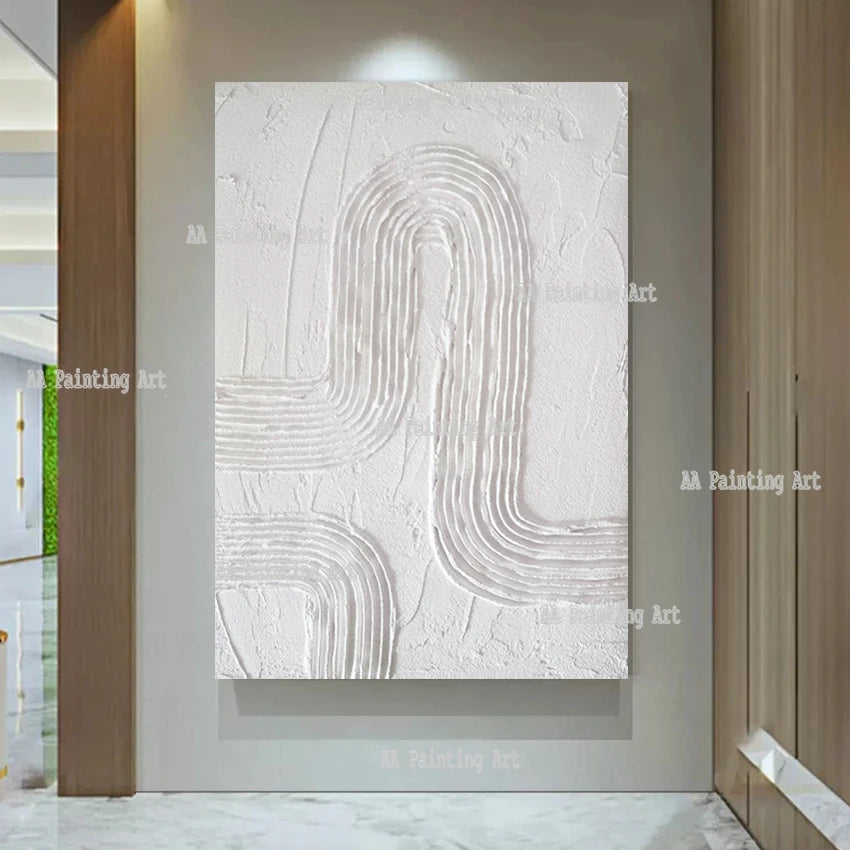 Modern Wall Painting Art Heavy Textured Thick 3D Abstract White Acrylic Painting Canvas Picture Art Hand Painted Wall Artwork