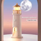 Lighthouse Projection Nightlight - Adjustable Brightness&Timer, USB Rechargeable Soft Moon Glow for Bedroom Decor Romantic Gift