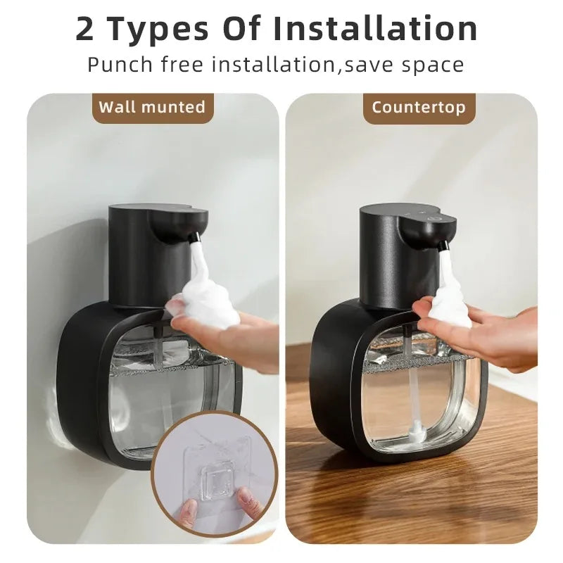 New Wall Mounted Automatic Soap Dispenser Foam Smart Hand Washing Machine 500ml Liquid Rechargeable Bathroom Induction Sensor.