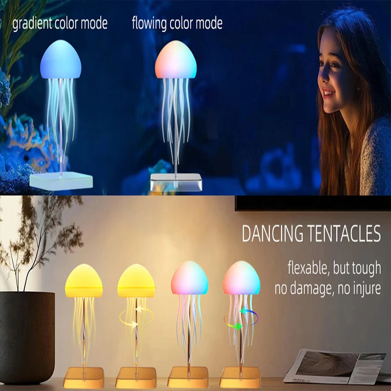 LED Jellyfish Lamp with 9 Tentacles | Remote Control, 2 Modes, Gradient Light Effects & Long Battery Life Night Light