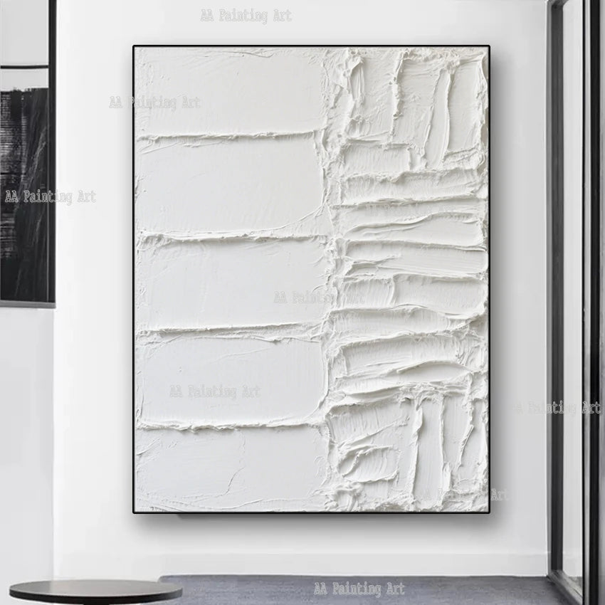 Modern Wall Painting Art Heavy Textured Thick 3D Abstract White Acrylic Painting Canvas Picture Art Hand Painted Wall Artwork