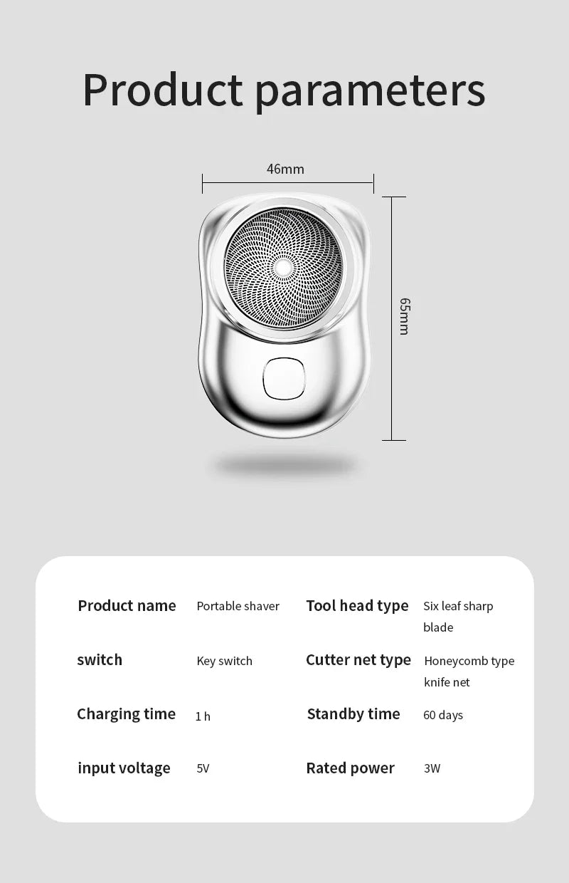 RESUXI Men’s Mini Electric Razor – Wet & Dry Rechargeable Shaver, Portable Pocket Rotary Beard Trimmer with Fast Charging