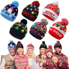 LED Christmas Knitted Beanie Hat – Light Up Xmas Sweater Cap, Unisex Winter Beanie with Colorful LEDs