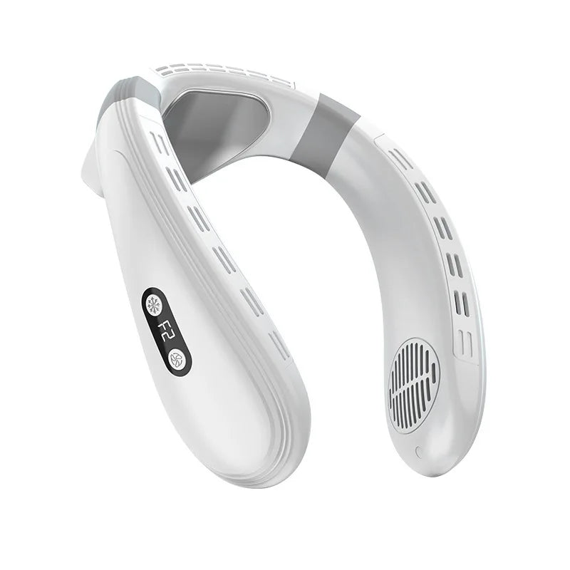 New Portable Neck Fan 5200mAh Neck Air Conditioner Rechargeable Semiconductor Cooling  Fan Outdoor Personal Fan Wearable Cooler
