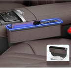 Car Crevice Storage Organizer Box Car 2 USB Charging Colour Light Seat Gap Storage Box LED Auto Interior Stowing Tidying