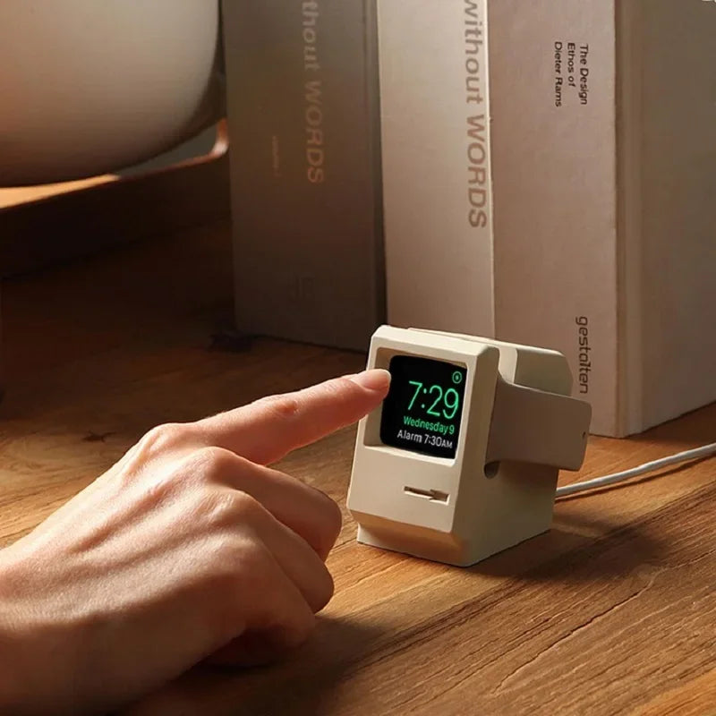Simple Stand For Apple Watch 8-1 Charging Stand Retro Apple Watch Silicone Wireless Charging Simple Stand Home Bedside Base