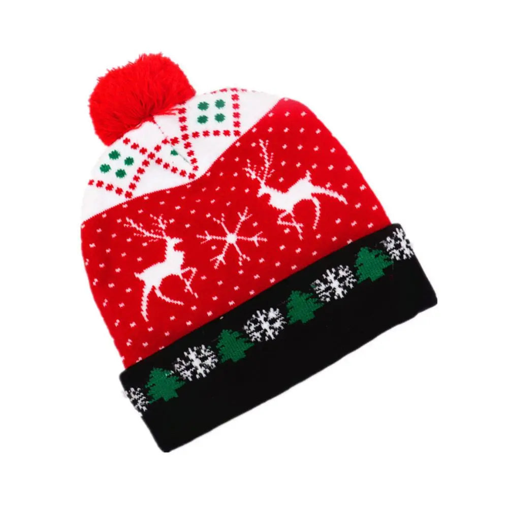 LED Christmas Knitted Beanie Hat – Light Up Xmas Sweater Cap, Unisex Winter Beanie with Colorful LEDs