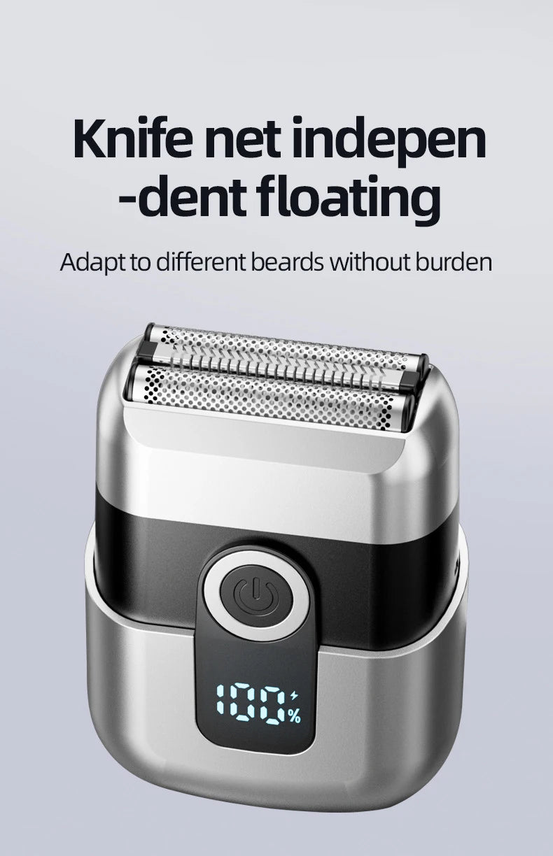 Mini Electric Razor with LED Display – Portable Rechargeable Rotary Shaver for Men, Type-C Charging, Travel Pocket Beard Trimmer (MAIZIUP)