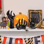 3Pcs Halloween Wall Mounted Devil’s Hand Candle Holders – Spooky Black Decoration with LED Candles