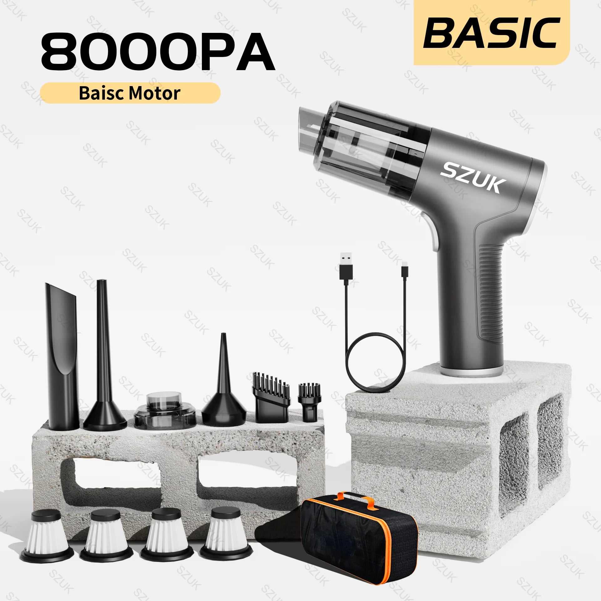 98000PA Wireless Car Vacuum Cleaner – Ultra-Powerful Mini Handheld with USB Charging & Wet/Dry Cleaning