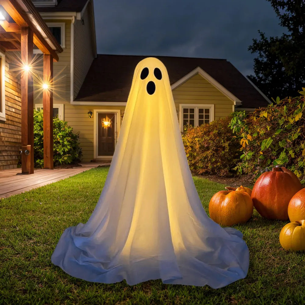 Halloween Decoration LED String Lights Luminous Ghost Decoration Horror Props Garden Yard Decoration Scary White Standing Ghost