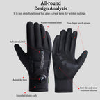 NEWBOLER Winter Cycling Gloves Warm Fleece Windproof Full Finger Gloves Touch Screen Anti-slip Adjustable Buckle Men Bike Gloves