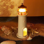 Lighthouse Projection Nightlight - Adjustable Brightness&Timer, USB Rechargeable Soft Moon Glow for Bedroom Decor Romantic Gift