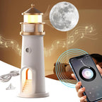 Lighthouse Projection Nightlight - Adjustable Brightness&Timer, USB Rechargeable Soft Moon Glow for Bedroom Decor Romantic Gift
