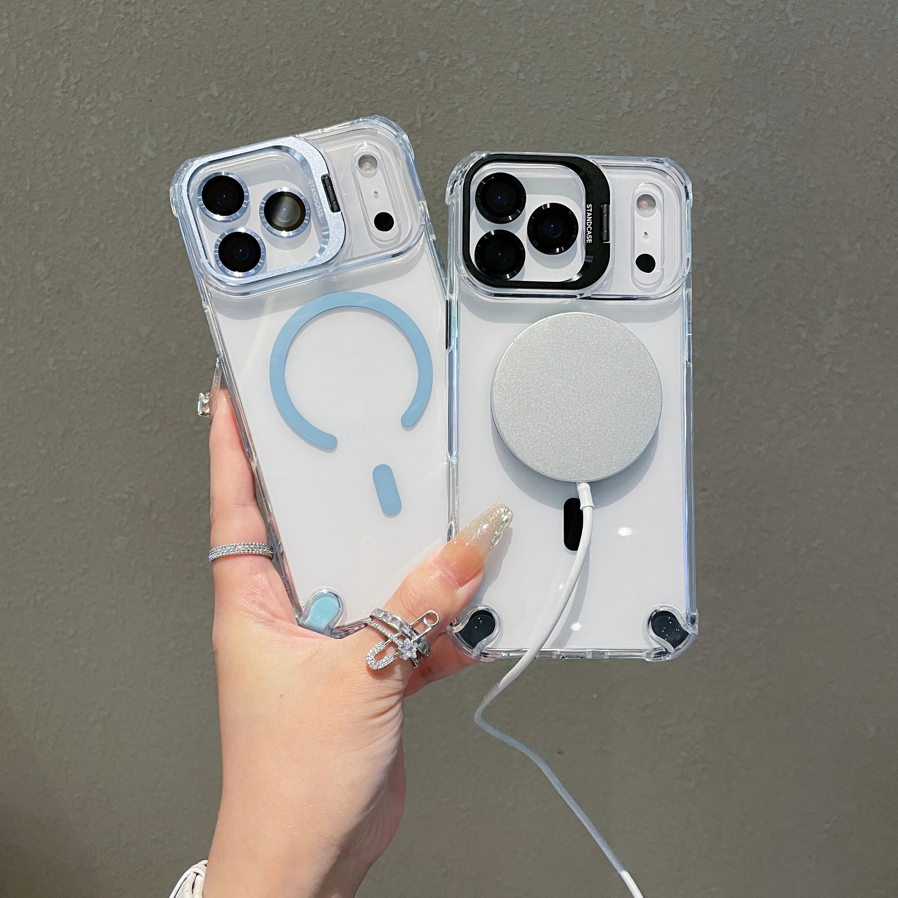 Transparent Magnetic Case with Metal Lens Holder for iPhone 17 Series | Shockproof Airbag MagSafe Cover