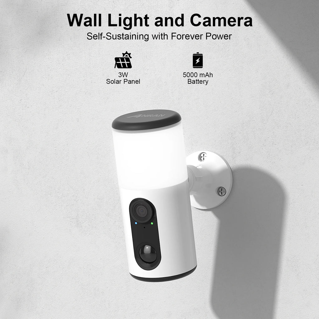 ANRAN 2K Solar Floodlight Security Camera – Outdoor WiFi Battery Cam with Color Night Vision & Motion Detection 2025