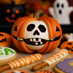 Resin Halloween Pumpkin Figurine Scary Realistic Pumpkin Skeleton Statue Orange Mini Halloween Ornaments Halloween Party
