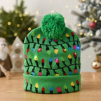 LED Christmas Knitted Beanie Hat – Light Up Xmas Sweater Cap, Unisex Winter Beanie with Colorful LEDs