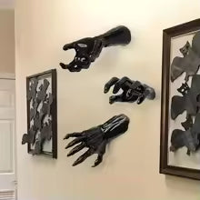 3Pcs Halloween Wall Mounted Devil’s Hand Candle Holders – Spooky Black Decoration with LED Candles