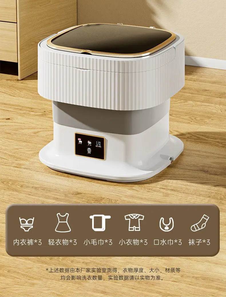 new Folding mini washing machine baby portable small elution integrated dormitory underwear special sock washing artifact 220V