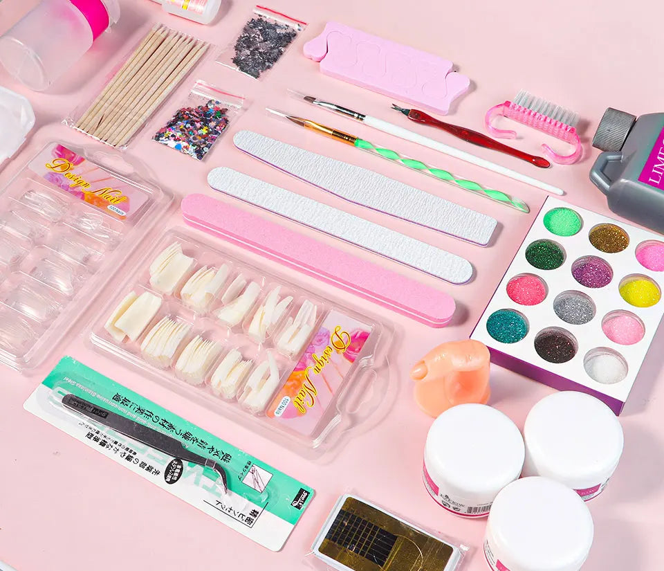 Limegirl Acrylic Powder & Liquid Monomer Nail Art Kit – Crystal Glitter Set