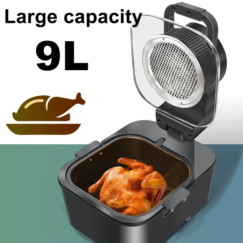 9L Smart Air Fryer with Large Capacity – Multi-Functional Touch Screen, Non-Stick Inner Pot, Oil-Free Cooking Oven 2025