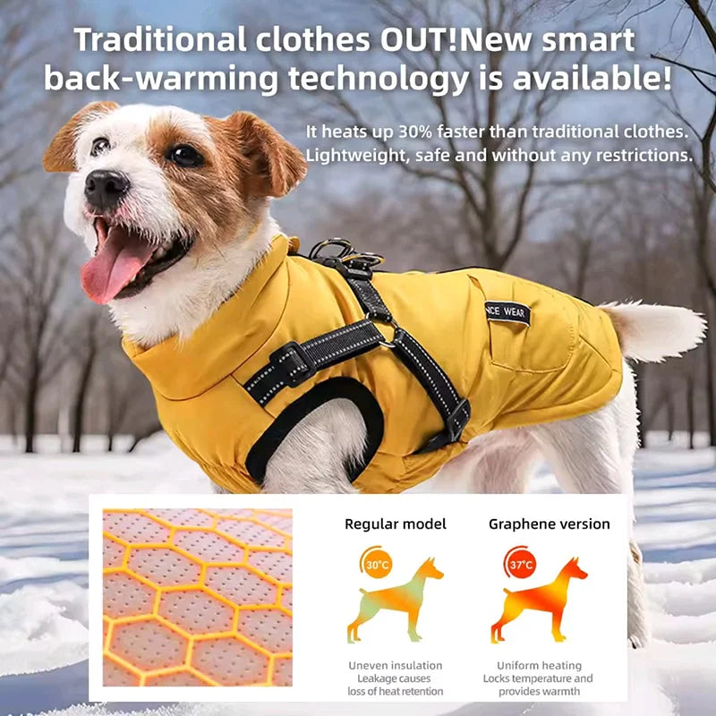 Dog Coat for Small Dogs Waterproof Dog Winter Jacket with Harness Puppy Cold Weather Coats Reflective Pet Vest with ZipperFleece
