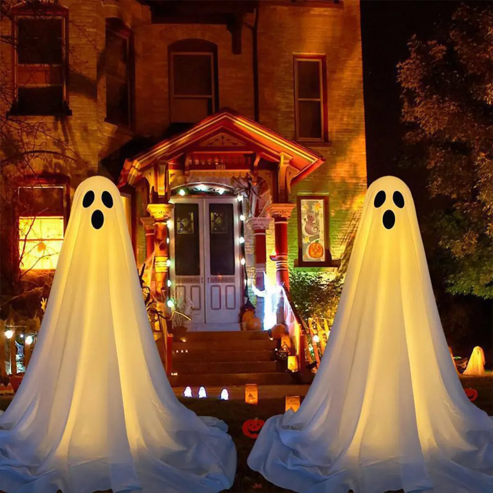 Halloween Decoration LED String Lights Luminous Ghost Decoration Horror Props Garden Yard Decoration Scary White Standing Ghost